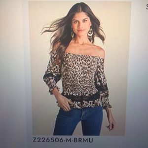 VENUS Sand Dune Linen Cheetah Top